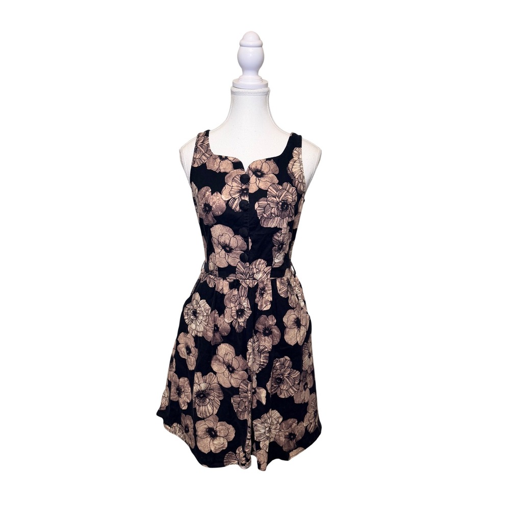 Floral Fit Flare Dress Vintage Pinup Cottagecore Pockets Size S Retrolicious